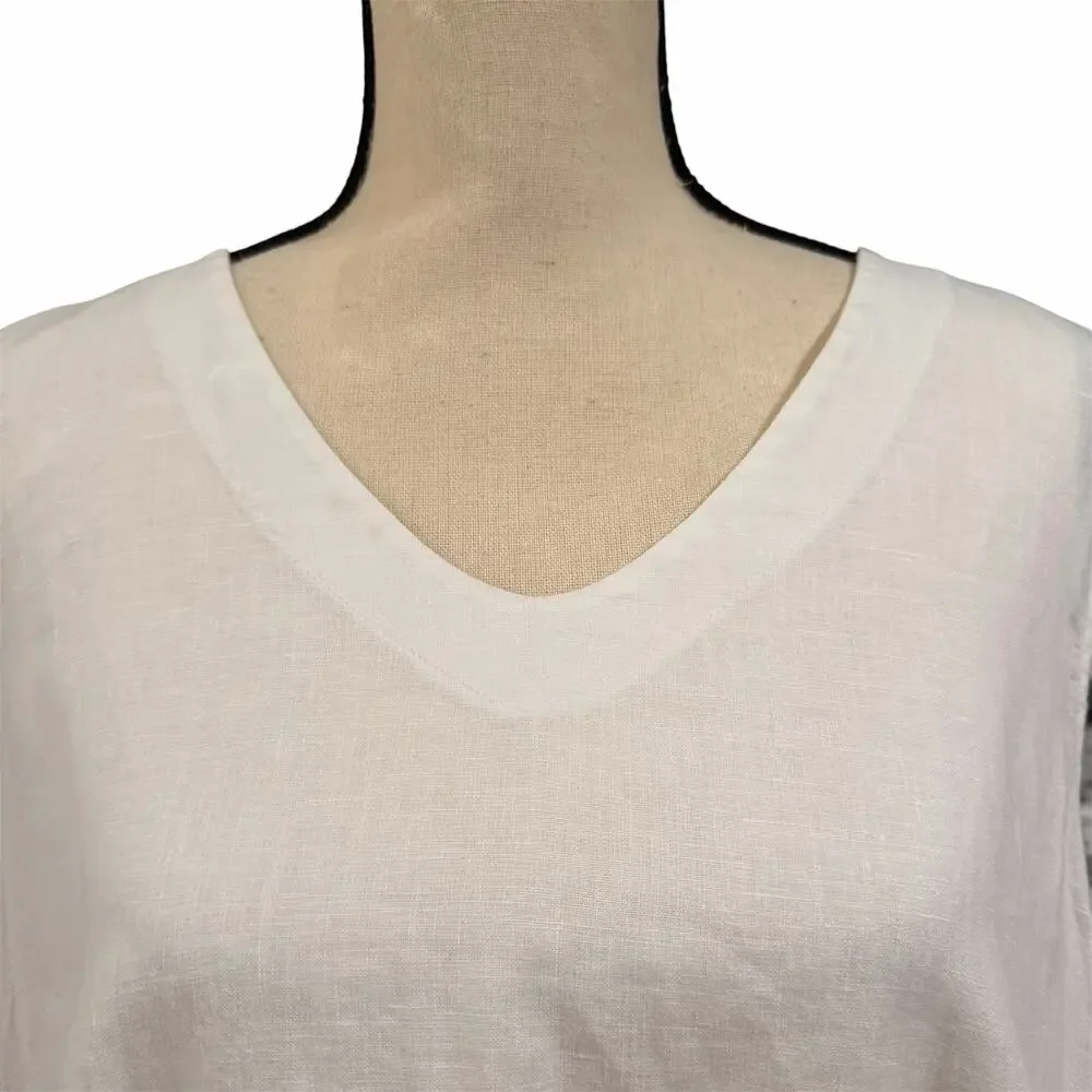 La Fixsun Women's White 100% Linen Sleeveless Dress Sz S Lagenlook Asymmetrical - Picture 2 of 7